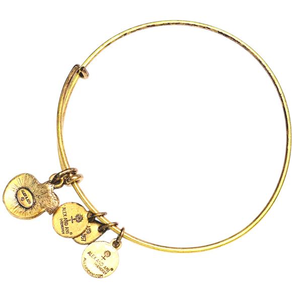 Alex and Ani Lucky Sacred Dove and Apple Gold Tone Expandable Bangle Bracelets - Picture 3 of 5